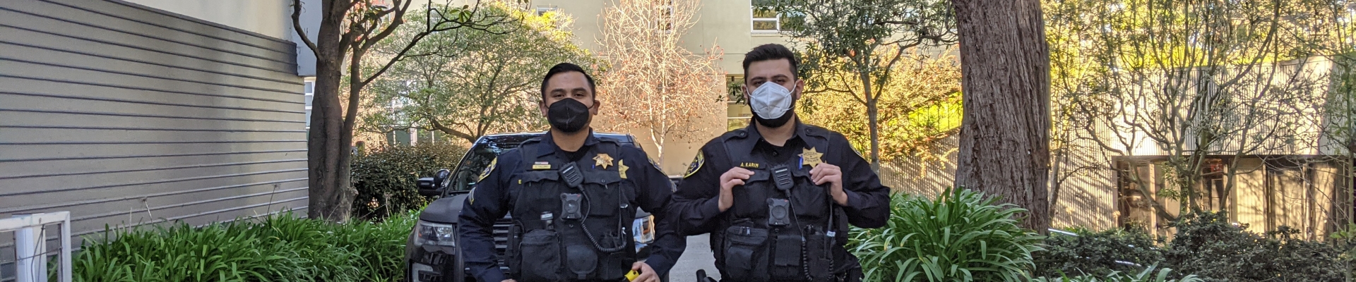 UPD Officers on foot patrol near the Student Health Center