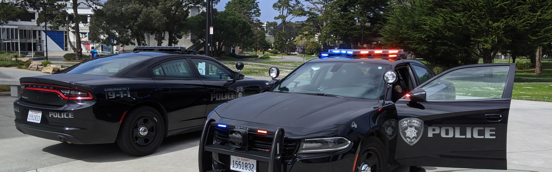 UPD Dodge Chargers near the quad